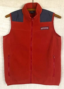 Vineyard Vines Boy’s Large Red & Blue Full Zip Whale Logo Sweater Fleece Vest - Picture 1 of 3