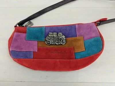Laurel Burch Vintage Suede Patchwork Feline Friends Small Tote - Image 1 of 4