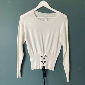 BNWT Miss Mango Size 10 Women's Cream Ivory Off White Knit Top - Picture 1 of 6