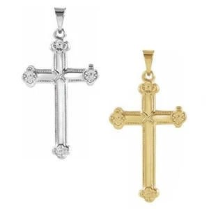 25mm X 16mm Cross Pendant in Platinum PT950 or 14K Gold - Picture 1 of 1