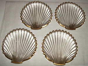 4 antike besondere Muscheln aus geschliffenem Glas mit Goldauflage aus Nachlass - Bild 1 von 6