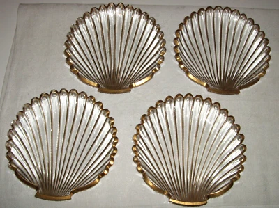 4 antike besondere Muscheln aus geschliffenem Glas mit Goldauflage aus Nachlass - Bild 1 von 4