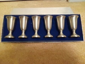 Set of 6 WEB Pewter Cordial Liqueur Glasses Original Box - Picture 1 of 5