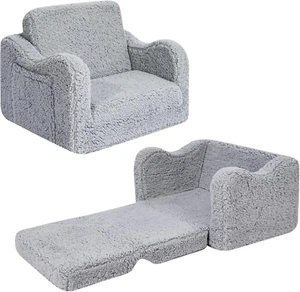 Kids Couch for Toddlers, 2-in-1 Kids Sofa Chair, Comfy Soft Foldable Toddler Cou - Picture 1 of 12