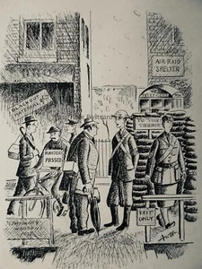 1939 Vintage Print WW2 - AIR RAID SHELTER / TRENCHES / BLACKOUT - LIFE AS USUAL - Picture 1 of 2