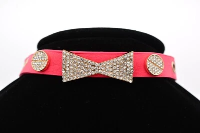 Gargantilla de cuero sintético cinturón collar estrás cristal lazo pulsera envoltura ROSA caliente Foto 1 de 4