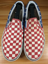 Vans Men's Red/Blue American Flag Slip On Casual Canvas Loafers Size 9.5