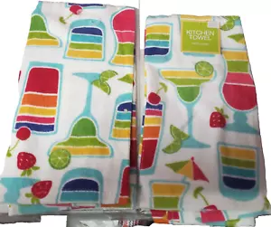 SET OF 2 SAME DUAL COTTON KITCHEN TOWELS (16"x26") COCKTAILS CONCOCTIONS, Ritz - Picture 1 of 5