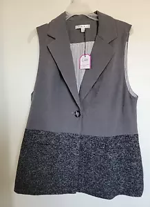 Chaqueta Blazer Cabi Mujer Talla M Gris Moteado Sin Mangas Botón Único Oficina NUEVA - Imagen 1 de 3