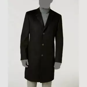 Ralph Lauren Men’s Black Lined Classic-Fit Luther Cashmere Overcoat Size 36S - Picture 1 of 3