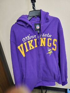 Minnesota Vikings NFL Football GIII Purple Mens Full Zip Hooded Fleece Jacket XL