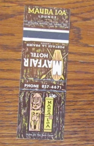 FUNDA TIKI BAR MATCHBOOK: MAUNA LOA PORTAGE LA PRAIRIE, MANITOBA MATCHCOVER -C24 - Imagen 1 de 3