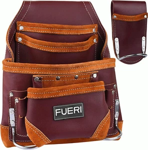 Leder Werkzeugtasche 10 Taschen Schreiner Elektriker Rahmen Handwerker Werkzeugtasche - Bild 1 von 28