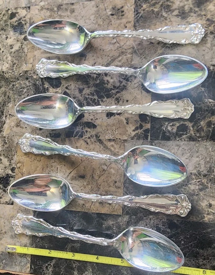 MEISSEN - ✴︎ ２本の価格です【リード＆バートン／純銀】花・深彫り／デミタススプーン Reed & Barton 1850-1899 Flatware-Spoon Antique US Silver