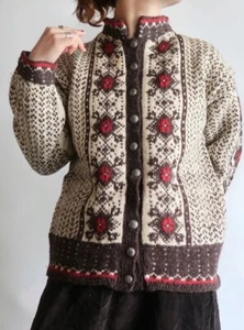 Norsk Husflid Norway Wool Button Down Knitted Cardigan Sweater Vintage - Bild 1 von 18