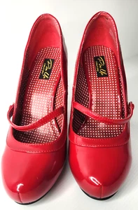 Pin Up Couture Cutiepie 02 Red patent high heels Sz 10 Women's Retro/Rockabilly - Picture 1 of 12