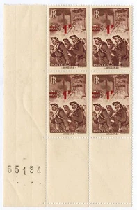 1941 - Bloc de 4 timbres numérotés - France neuf**Mineurs - Stamp.Yv.N°489 - Bild 1 von 1