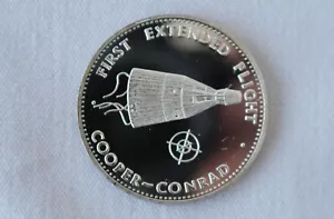 1970 Gemini V Cooper Conrad Danbury Mint Men in Space Silver Medal E3215 - Picture 1 of 4