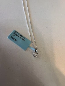 925 Moissanite Solitaire Heart Pendant On A 16in Sterling Silver Box Chain - Picture 1 of 3