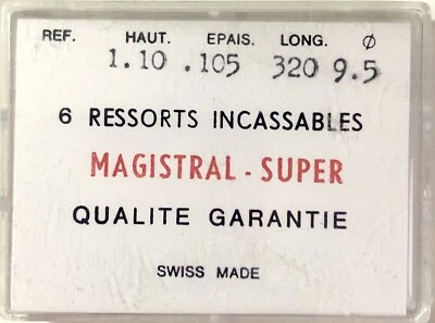 MAGISTRAL - SUPER [ 1X=1 mainspring ] 1.10 X 0,105 Ø 9,5 Main Spring Muelle watch 320 - 110 M 32