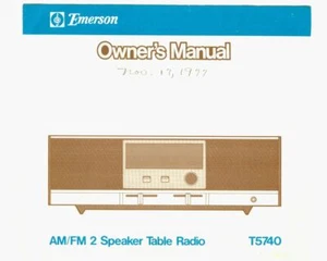 Vintage 1977 Original Owner's Manual EMERSON AM/FM 2 Speaker Table RADIO T5740! - Picture 1 of 2