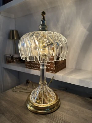 Cut Crystal Large Table Lamp Night Light Accent Lamp Vintage 16x9 Hollywood Reg - Image 1 of 4