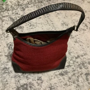 Vintage The Sak Crochet Red Handbag Tote Purse - Picture 1 of 10