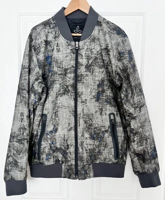 EUC! Prana Bomber Jacket Brookridge Men's LARGE Gravel Grey Organic Cotton - Image 1 of 4