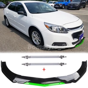 Green Front Bumper Lip Spoiler Splitter +Strut Rods For Chevrolet Malibu Limited - Picture 1 of 14