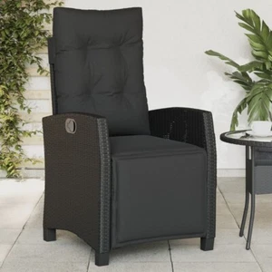 Gartensessel mit Fußteil Verstellbar Schwarz Poly Rattan - Bild 1 von 11