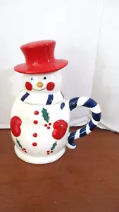 TEMP-TATIONS ~ 12 Unzen Keramik SCHNEEMANN mit blauem Schal & rotem HUT 2 STÜCK BECHER - Bild 1 von 6