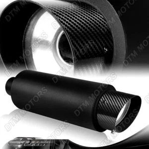 Silenciador de cuerpo inoxidable negro de 4"" fibra de carbono punta inclinada T-304 con entrada de 2,5 - Imagen 1 de 6