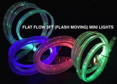 3FT LED GLOW LIGHT-UP data sync charger cable FOR apple samsung htc lg micro USB - Image 1 of 4