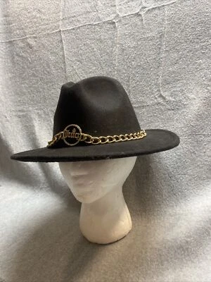 女士均码毛毡黑色 JUICY COUTURE 牛仔帽多汁金链吊饰边缘 — 第 1/4 张图片