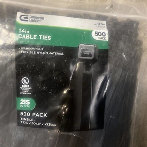 14 Inch Nylon UV Resistant Cable Wire Zip Tie 120 lbs Black 500 Pack Lot Pcs Qty - Photo 1/3