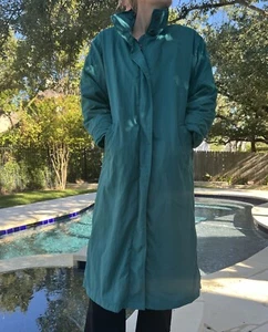 Vintage Eddie Bauer Goose Down Below Knee Teal Coat Long Jacket Large Rare - Picture 1 of 12