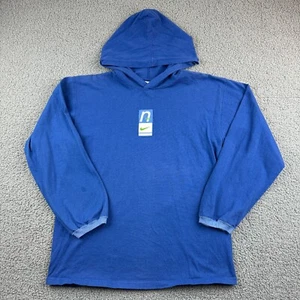Vintage Nike Shirt Youth Large Blue Long Sleeve Hooded Swoosh Logo 90's USA - Picture 1 of 11