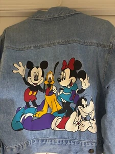 VTG Mickey By Jerry Leigh Denim Jacket Minnie Goofy Pluto Walt Disney Co Large - Picture 1 of 6