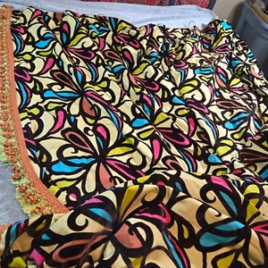 Retro Burnout Velvet Upholstery Fabric DV Kap Fanfare 2 Panel Drapes OOAK - Picture 1 of 12