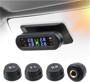 Solar Tire Pressure Monitoring System Car TPMS Tyre Sensor + 4 External Sensor - Picture 1 of 9