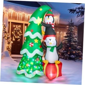 7FT Inflatable Christmas Tree Outdoor Decorations, Blow up Christmas Tree with  - Picture 1 of 7