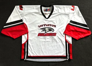 Maglia da hockey SP Littleton Colorado Hawks LHA bianca cucita portiere adulto - Foto 1 di 6