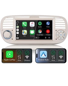 Autoradio wireless carplay per Fiat 500 2007-2015 Apple Car Play Android Auto - Foto 1 di 8