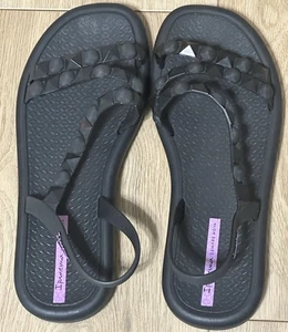Ipanema Sandals Flip Flops Black Size 9 NWOT - Picture 1 of 6