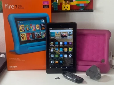 Amazon Fire 7 (9th gen) Kids tablet  16Gb + 128gb MicroSD card - Pink - Image 1 of 3