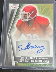 2022 Sage Gray Autograph Rookie RC Auto Sebastian Guitierrez A-SG Football Card - Picture 1 of 2