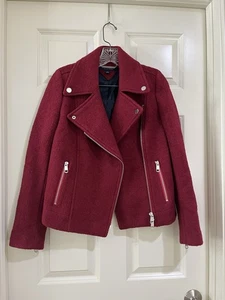 Chaqueta de moto Tommy Hilfiger para mujer roja mezcla de lana talla 2 - Imagen 1 de 14