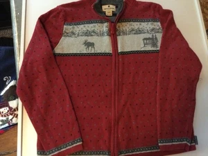 Woolrich Damen Gr. L rostrot & grau Reißverschluss vorne Kabine & Hirsch - Bild 1 von 5