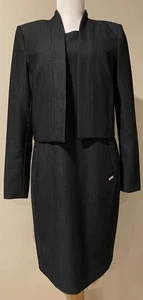CALVIN KLEIN Womens Navy Dress & Blazer Jacket Suit Set - Sz 8 Medium - Picture 1 of 9