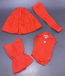 Vintage Barbie Mattel Lot 3 Pak Red Full Skirt Play Slacks Pants Top Body Suit - Picture 1 of 2